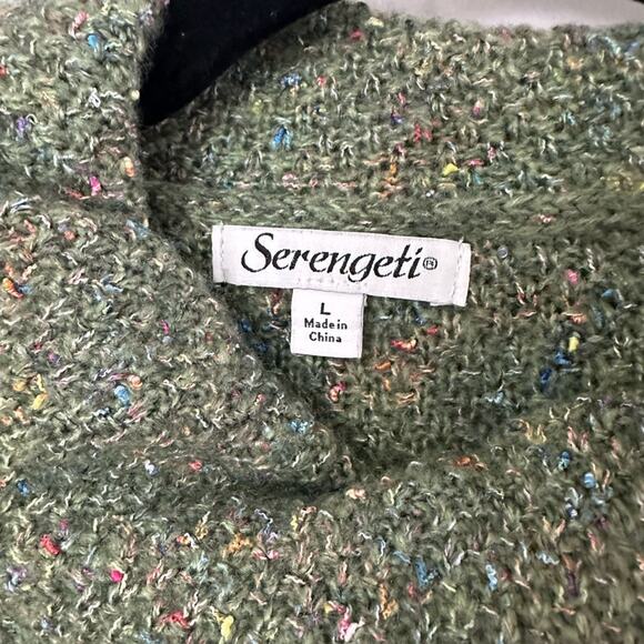 Serengeti Green Knit Cowl Neck Sweater w/ Rainbow Specks Womens Size Large - Picture 3 of 6